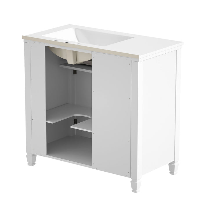 Bathroom Vanity With Sink, 1 Tip Out Drawer, 3 Side Drawers, Adjustable Shelf