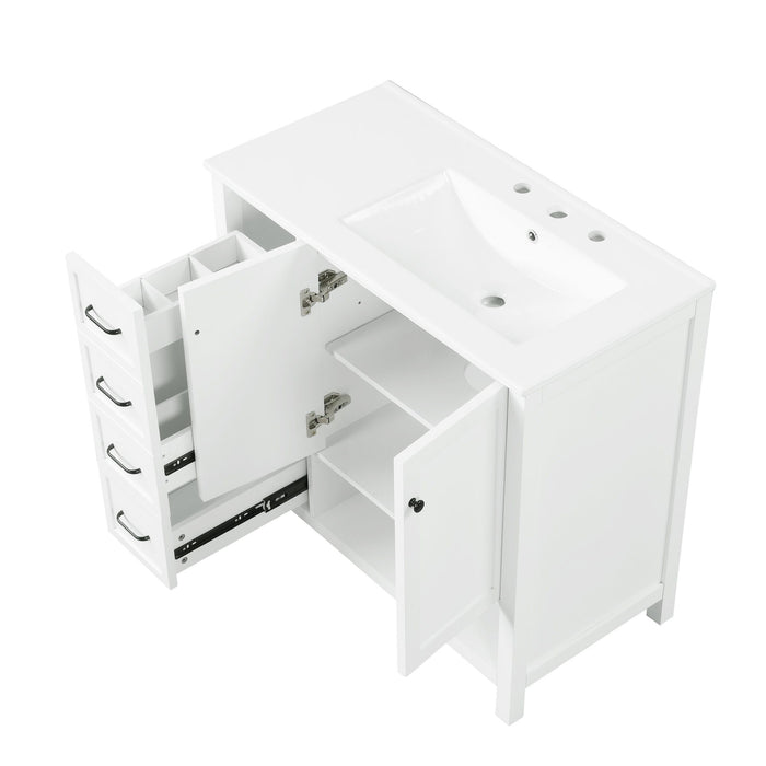 Bathroom Vanity With Sink Top, Bathroom Vanity Cabinet With 2 Doors And 2 Drawers, Open Shelf