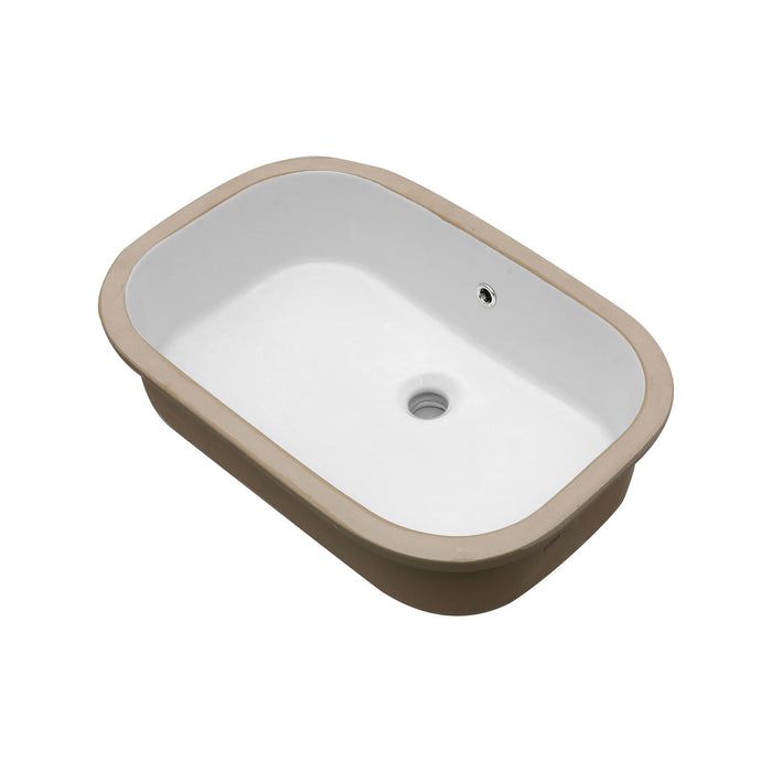 Undermount Bathroom Sink 22" X 15.25" With Overflow Sleek, High Temperature Fired, Stain Resistant, Smooth Polished Surface - White