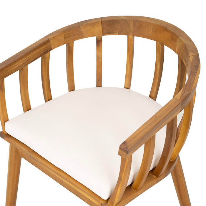 Klismos - Dining Armchair (Set of 2) - Teak / Beige