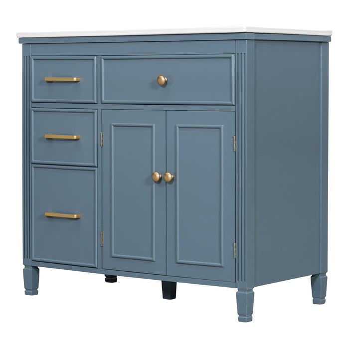 Bathroom Vanity With Sink, 1 Tip Out Drawer, 3 Side Drawers, Adjustable Shelf