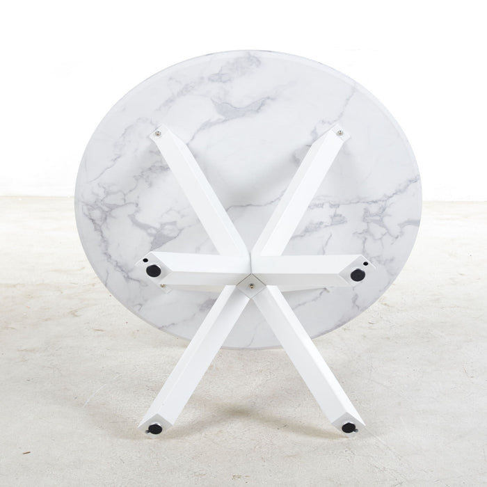 Cross Leg Dining Table With Round Top, For 4 - 6 People - White