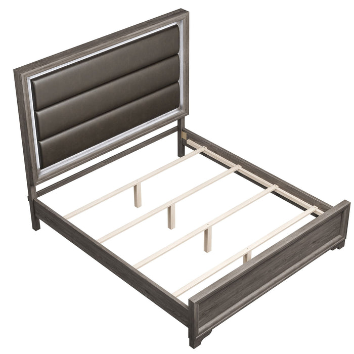 Bed With Horizontal Tufting Headboard
