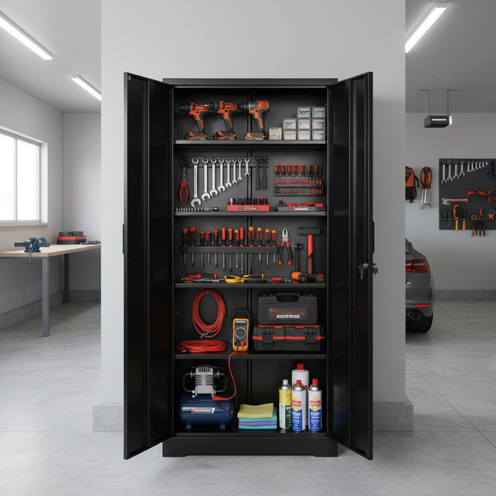 Ironclad - Storage Cabinet With Locking Doors And 4 Adjustable Shelves