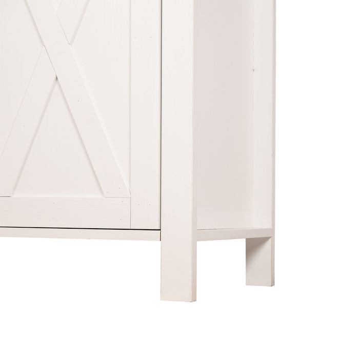 Arched Kitchen Pantry Cabinet With Adjustable Shelves & Barn Door Design