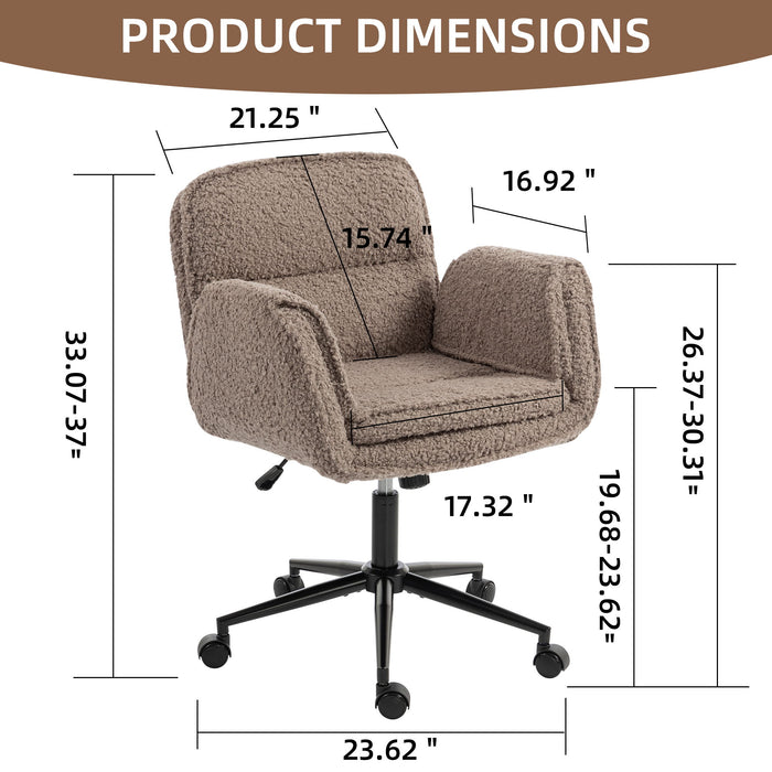 Criss Cross Swivel Desk Chair With Adjustable Armrests & Wheels For Home Office