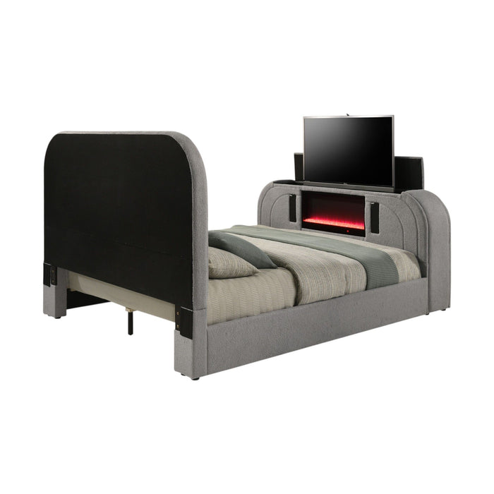 Shelyn - Bed With LED, TV Stand, Fireplace & Bluetooth