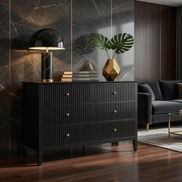 Modern 6 Drawer Fluted Dresser