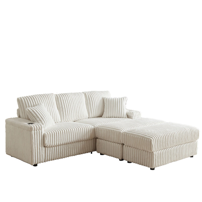 3 Seater Sofa With 2 Ottomans For Living Room