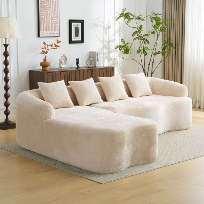 Modular L-Shape Sectional Sofa With Curved Chaise