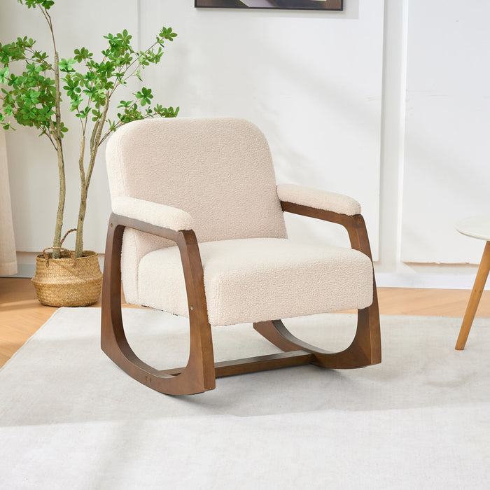 Curved Frame Rocking Accent Chair - Beige / Brown
