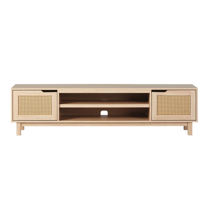 Modern Door Low TV Stand For TVs Up To 80" - Light Brown