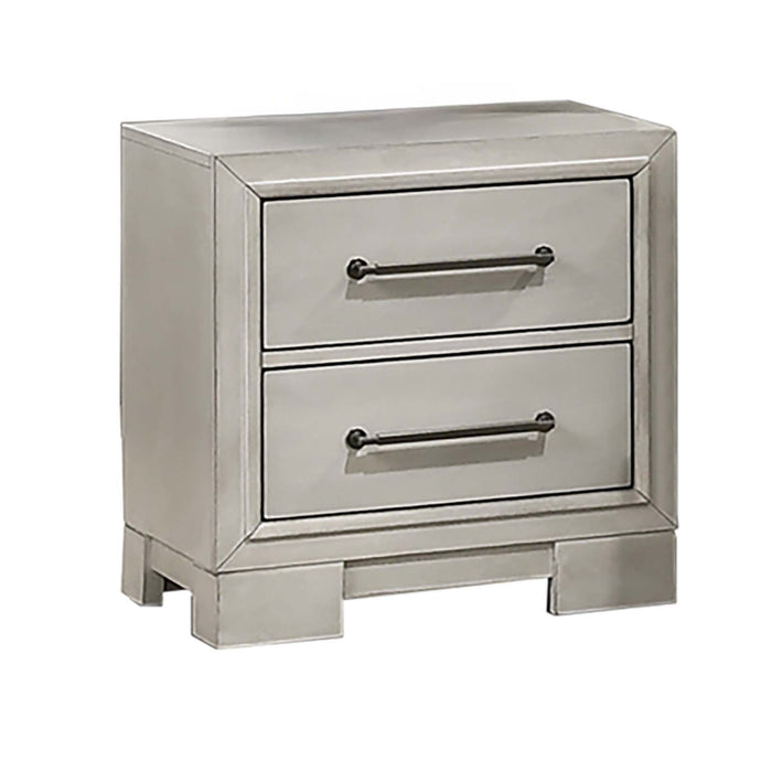 Nightstand With Square Legs And Sleek Handles - Antique White