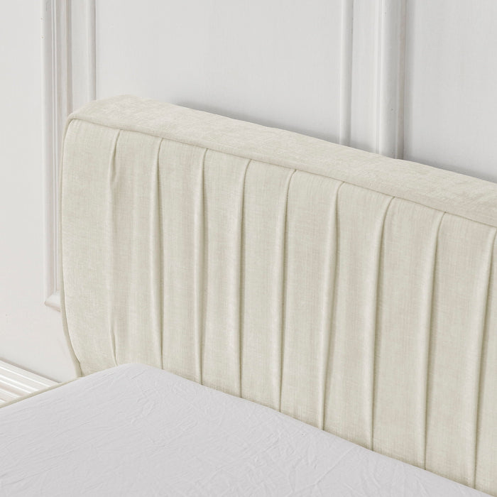 Modern Upholstered Platform Bed Frame With Pleated Design