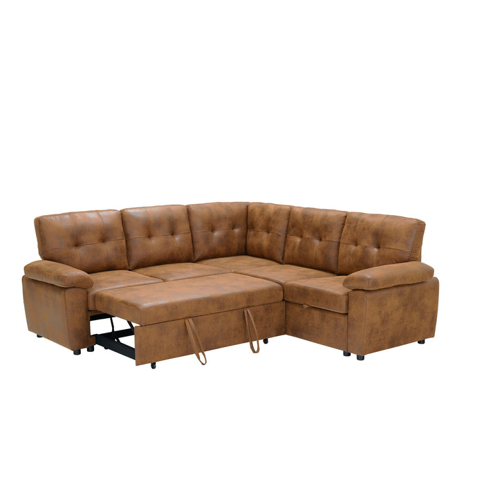 Convertible Sectional Sofa Bed With Pull Out Sleeper And Storage