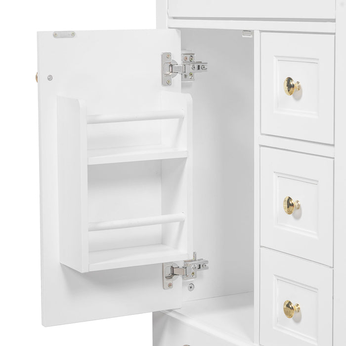 Modern Bathroom Vanity With Sink, 3 Drawers & Cabinet With 2 Tier Door Storage