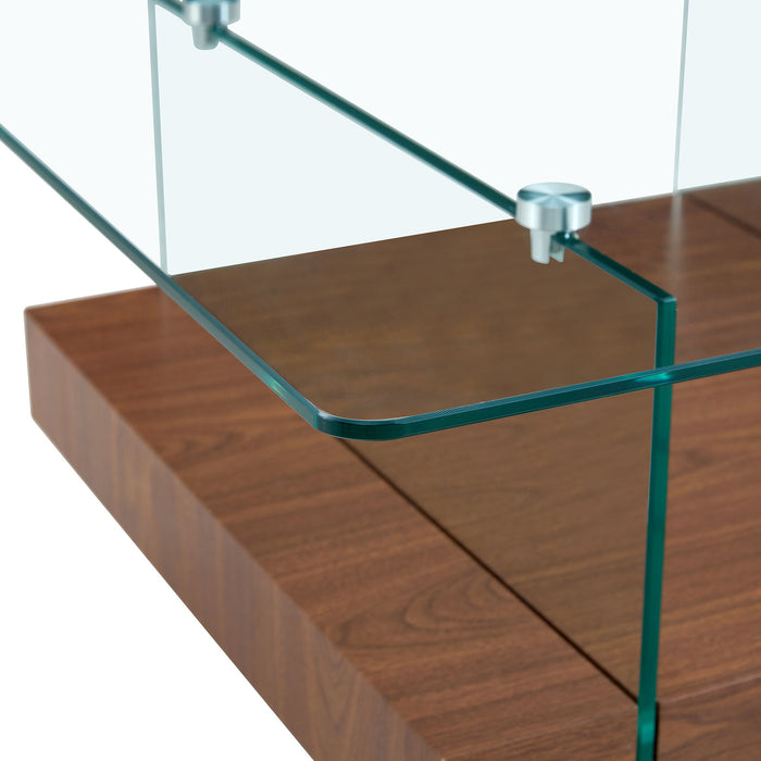 Modern 2 Tier Square Coffee Table, Elegant Marble Pattern