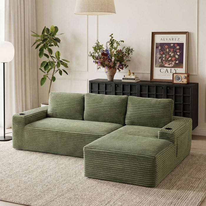 Cloud Sectional Couch, Modular Sectional Sofa With Deep Seat, Boneless Couches With L-Shape Chaise For Living Room - Green