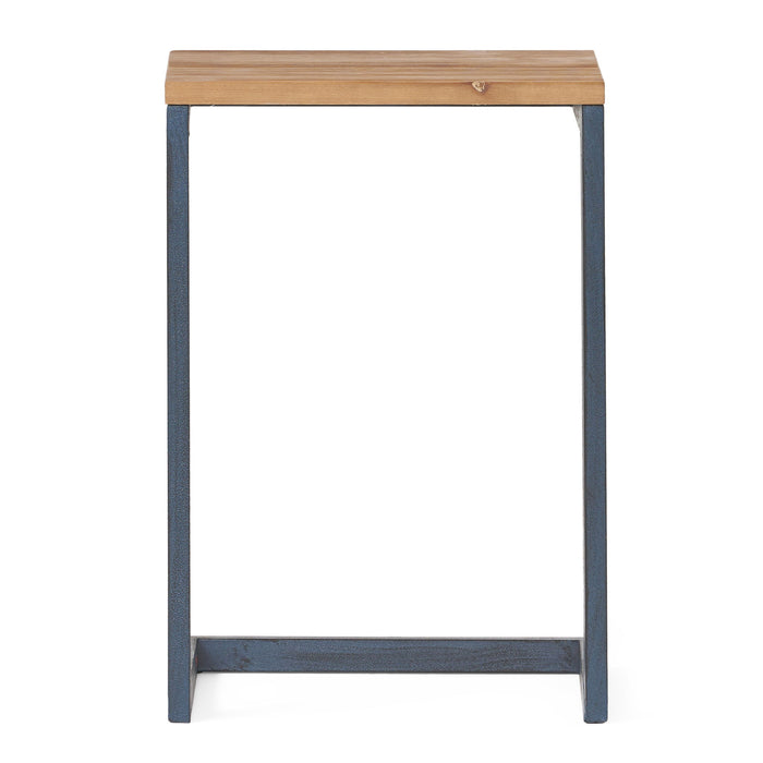 Kacha - Modern Industrial Firwood Nesting Tables (Set of 3) With Iron Frame - Antique Brown / Black