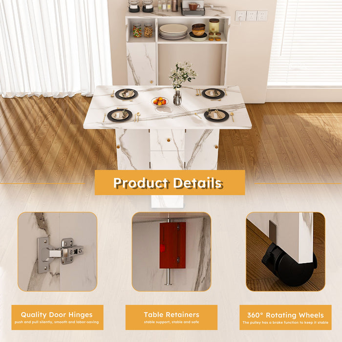 Multifunctional Folding Dining Table With Wall-Mounted Sideboard & Storage