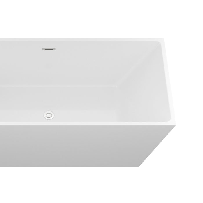 Glossy Freestanding Soaking Tub With Drain, Spacious Stand Alone Bathtub For Bathrooms - Glossy White