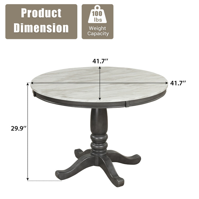 Dining Table - Gray - Faux Marble