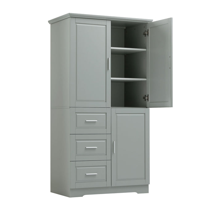Tall And Wide Storage Cabinet With Doors, 3 Drawers