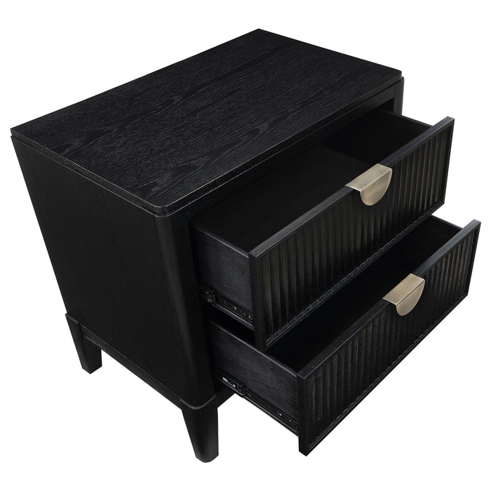 Mason - 2 Drawer Nightstand With Fluted Design - Black