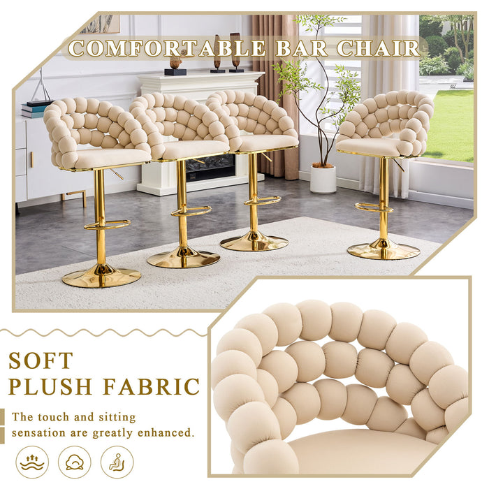 Puffy Bubble Chair, Ball Chain (Set of 2) - Beige / Gold