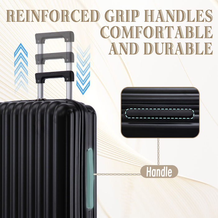 20" / 24" / 28" 3 Pieces / Set Spinner Wheel Luggage, Carry On Suitcase, With Cup Holder & USB Port & Phone Holder