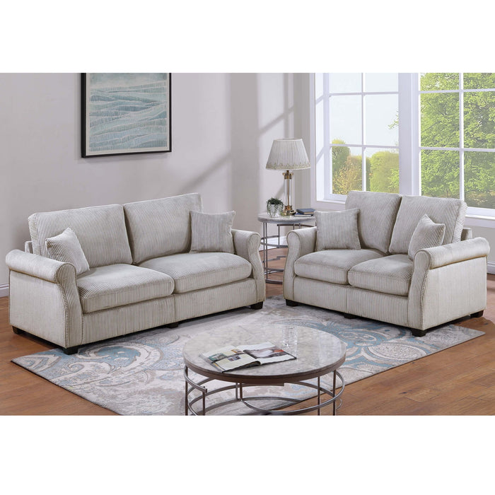 Contemporary 2 Piece Sofa Set With Matching Pillows