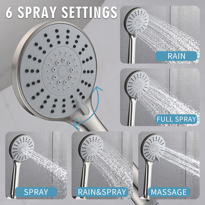 Wall Mounted Shower Set With High Pressure 10" Rain Shower Head And 5 Function Handheld Shower Head