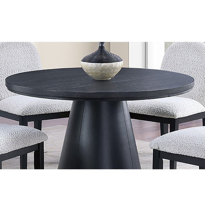 5 Piece Round Dining Set With With Chairs - Black / White