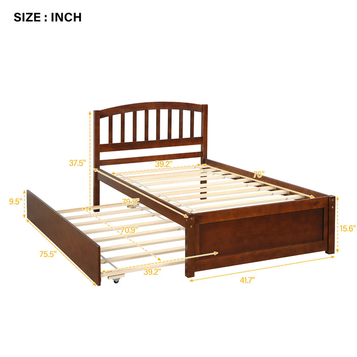 Platform Bed Wood Bed Frame With Trundle