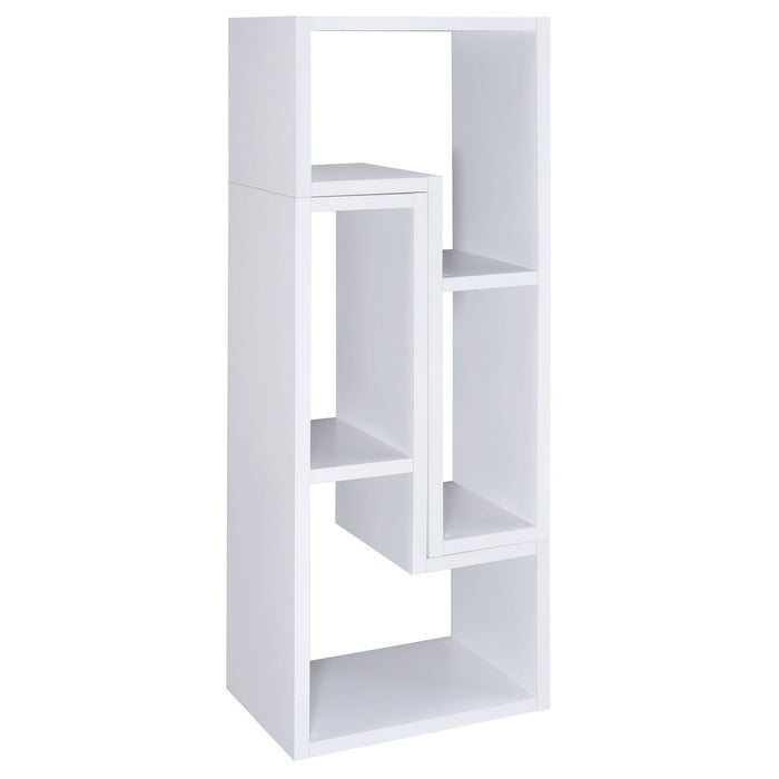 Convertable L-Shaped Bookcase With Open Shelves - White