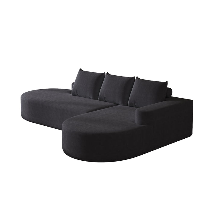 Modern Curved Sofa, L-Shaped Modular Sectional Set With 3 Pillows