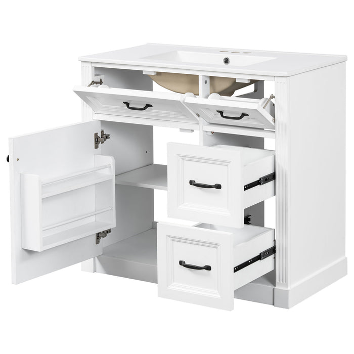Modern Bathroom Vanity With Sink, 4 Drawers, Soft-Close Door, Adjustable Shelf