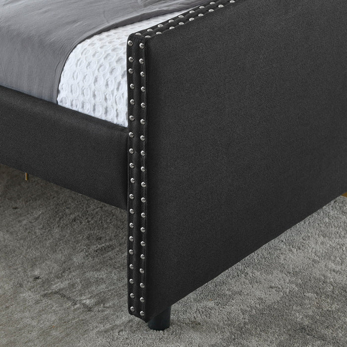 Upholstered Tufted Daybed With 2 Drawers, Waved Arms
