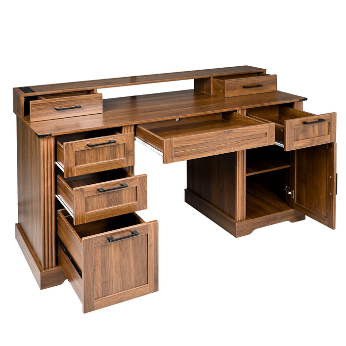 Office Desk With Charging Station & Storage Cabinet