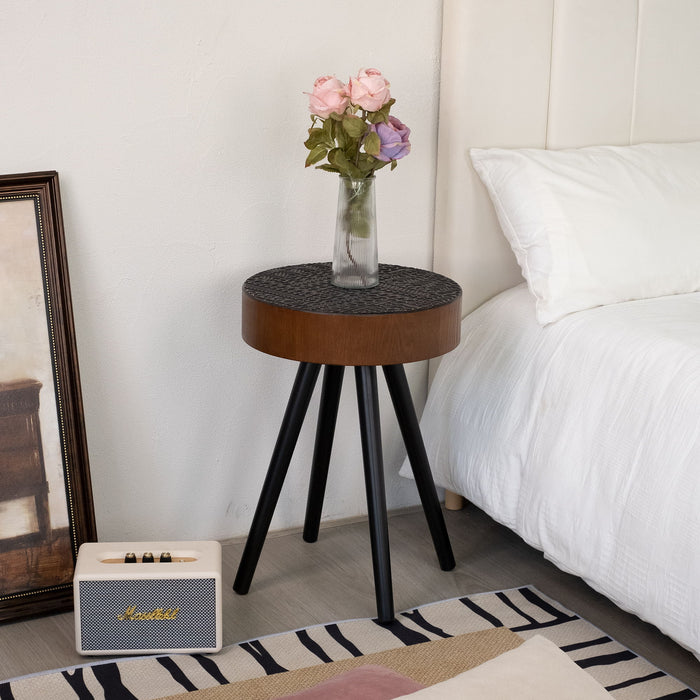 Round Coffee Table With Carved Top For Living Room