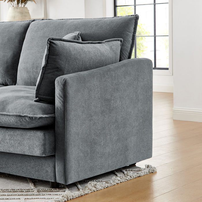 L-Shaped Sectional Sofa With Ottoman, Convertible 4 Seater Couch