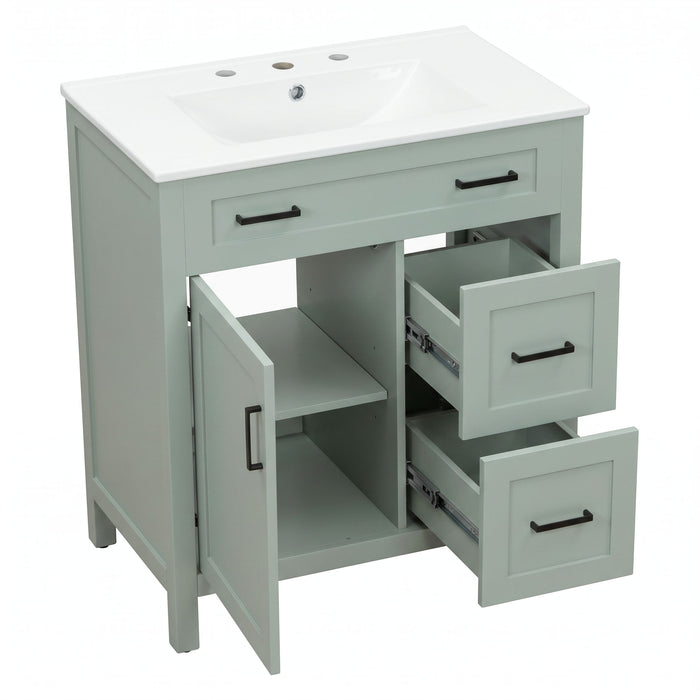Bathroom Vanity With Sink, 2 Soft Close Drawers, 1 Soft Close Door, Adjustable Shelf