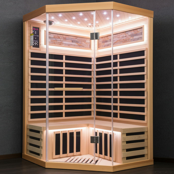 Double Sauna Room With Carbon Heating Plates - White Oak