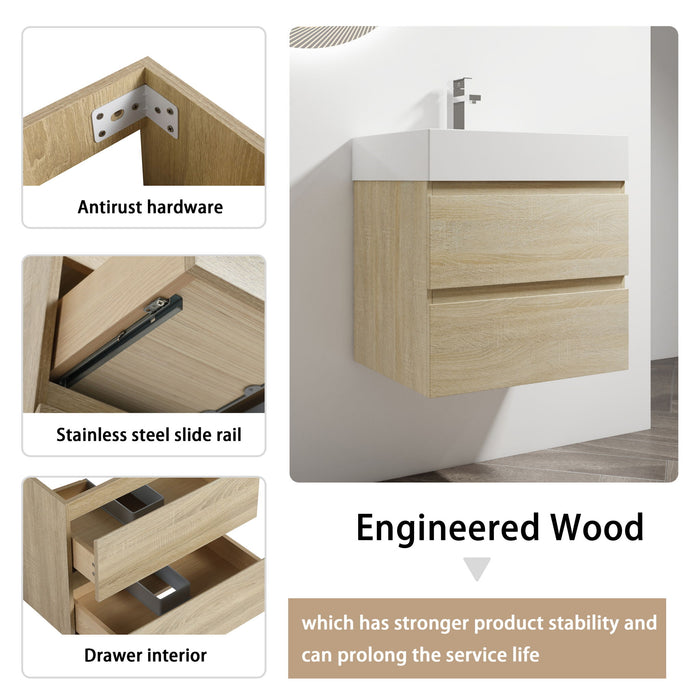 Wall Mounted Bathroom Vanity And Sink, 2 Soft Close Drawers