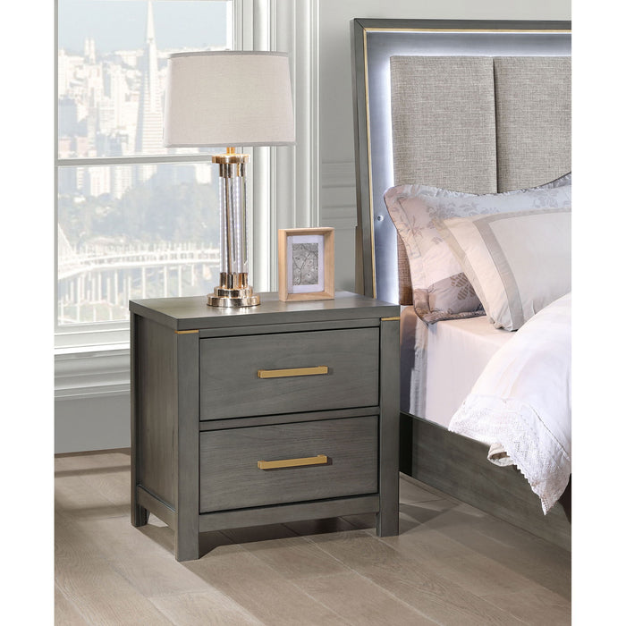 Herndon - 2 Drawer Nightstand With USB Port, Storage Furniture - Gray