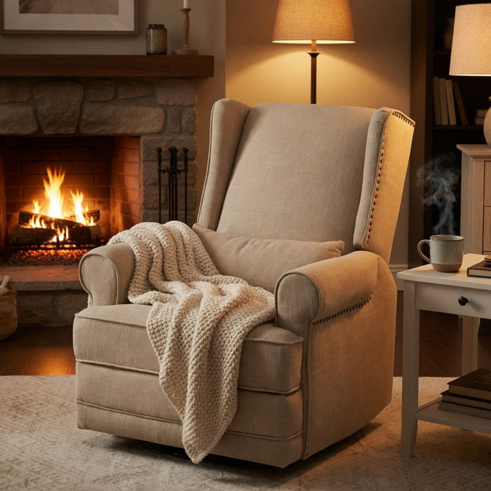 Extra Wide Swivel Recliner Glider Chair With Footrest