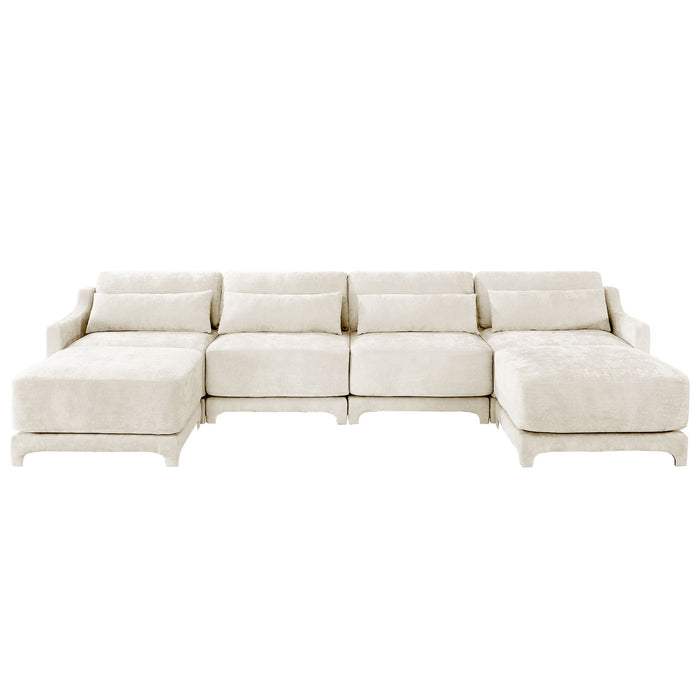 Stylish Sofa With Ottoman And Lumbar Pillows, Ergonomic Design