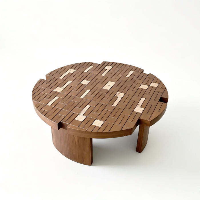 Round End Table For Living Room - Brown / Yellow