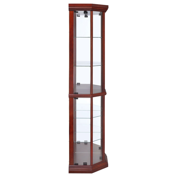 Jacob - 6 Shelf Curio Display Cabinet - Red / Brown