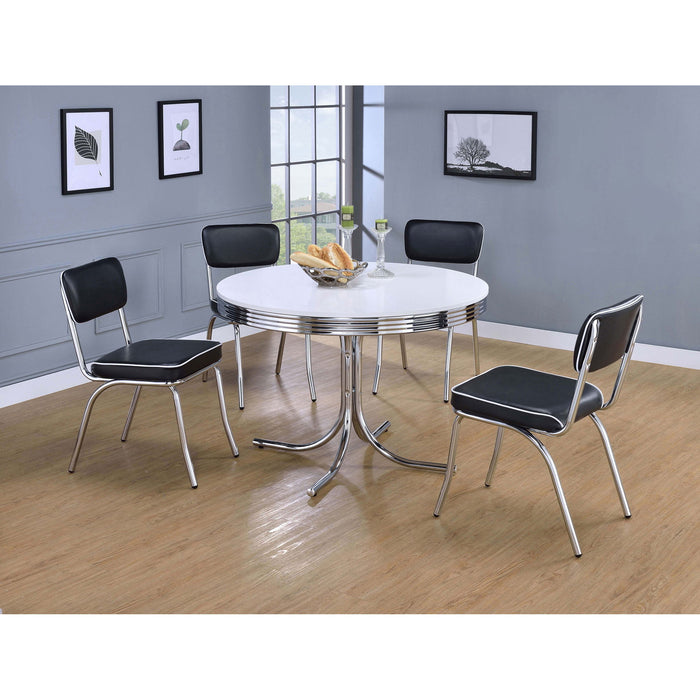 Marla - 5 Piece Dining Set With Round Table And Upholstered Chairs - White
